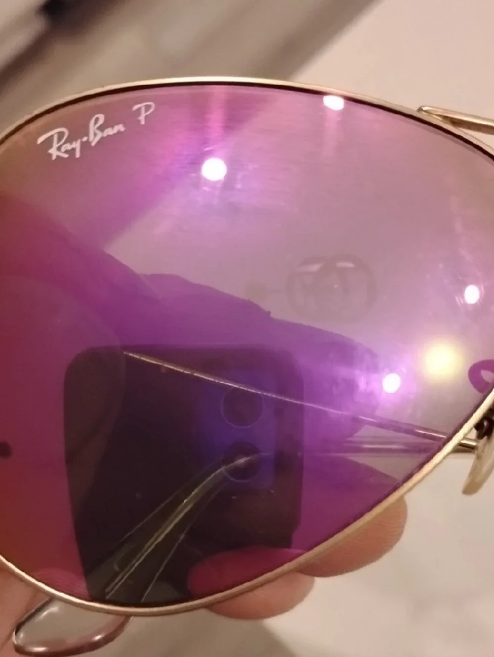 Polarized Ray-Ban Sunglasses With Gold Frame And Pink Lenses